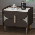 Smart Nightstand Modern Bedroom Wireless Charging Bedside Tables with Induction LED Light and 2 Storage Drawer for Bedroom/Office Furniture Leather Storage Cabinet T