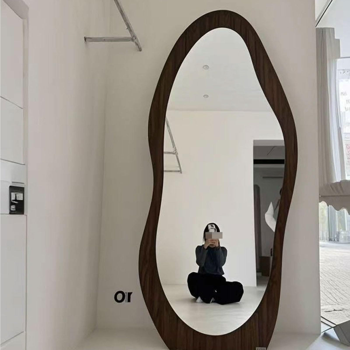 TBJEN Full Length Wall Mounted Mirror Irregular Floor Mirror Boho Decor Irregular for Bedroom, Living Room Full Body(C,200x80cm(upg))