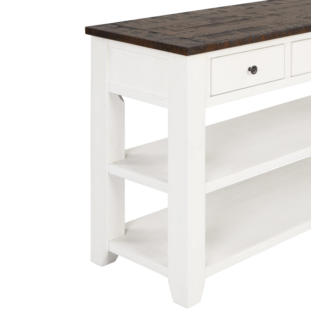 LKTART Solid Wood Console Table Sofa Table with Storage Drawers and Bottom Shelf Entryway Table for Storage Entry Hallway Foyer Sofa Rectangular Side Table(48.8" White)