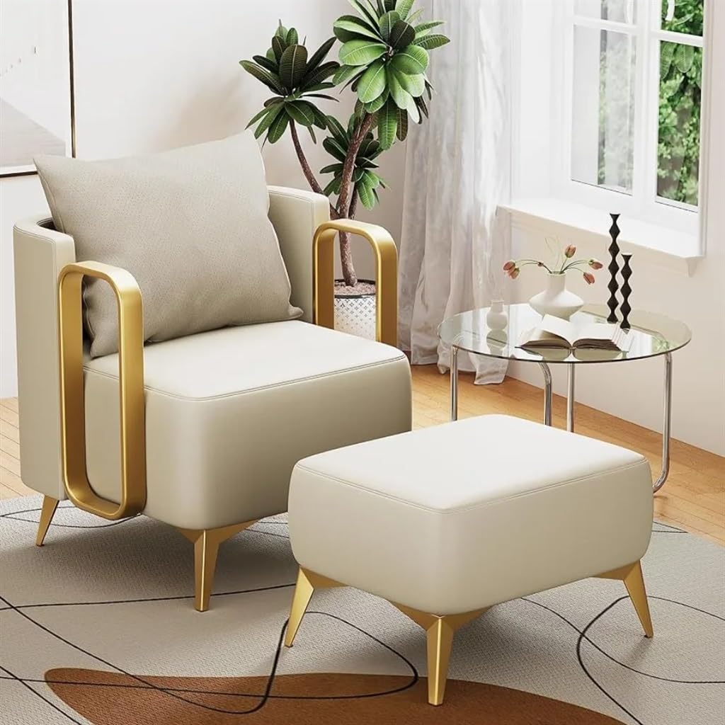 RXXCMD Accent Chair Faux Leather Upholstered Living Room Chairs Reading Single Sofa for Bedroom Office