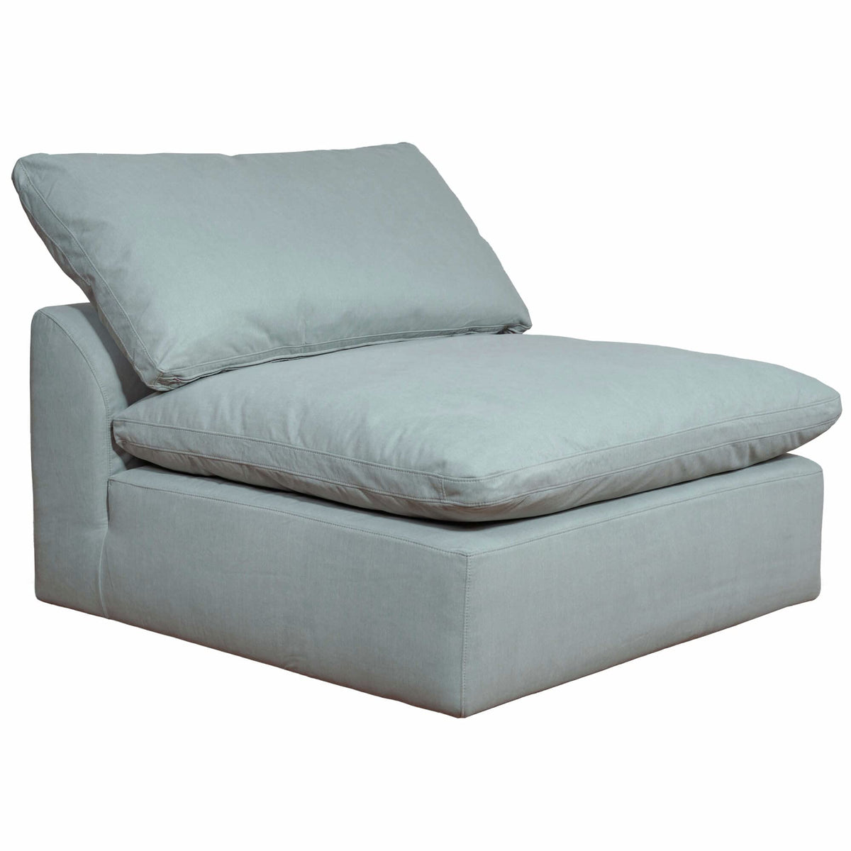 Sunset Trading Contemporary Puff Collection 5PC 132" Slipcovered Modular L-Shaped Sectional Sofa with Ottoman | Chaise Lounge Couch | Stain-Proof Water-Resistant Washable Performance Fabric Ocean Blue