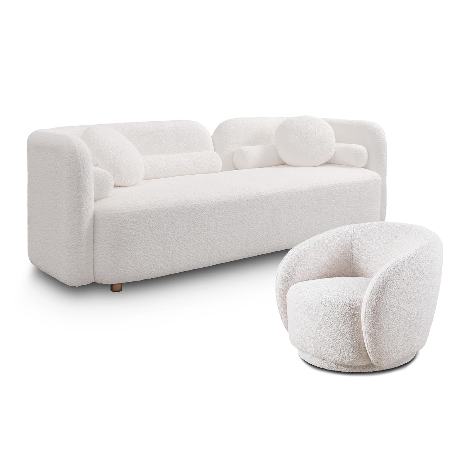 Modern Japandi Bouclé Curved Sofa with Deep Cloud Seating