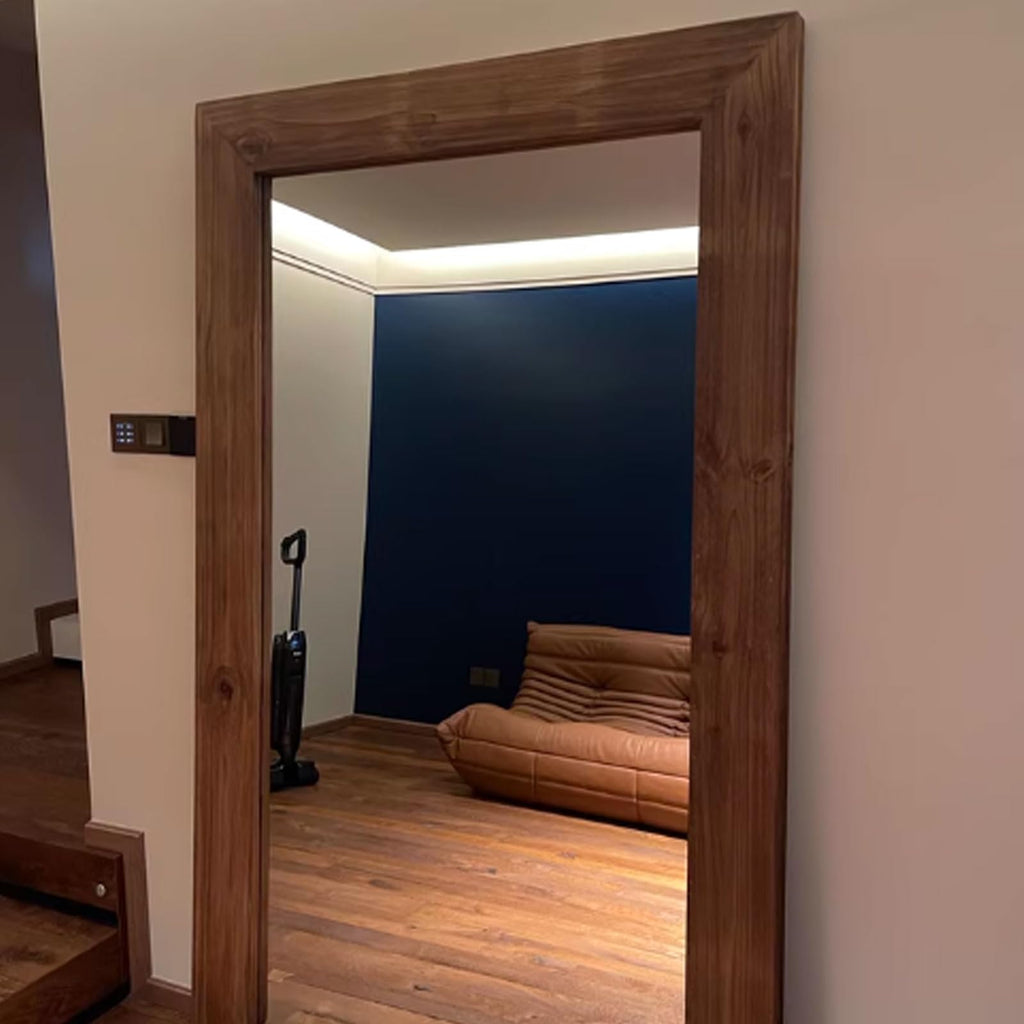 TBJEN Oversized Brown Full Length Mirror, Solid Wood Beveled Frame Wall Leaning or Hanging Mirror - Rustic Farmhouse Style for Bedroom, Entryway, Living Room 200x110cm