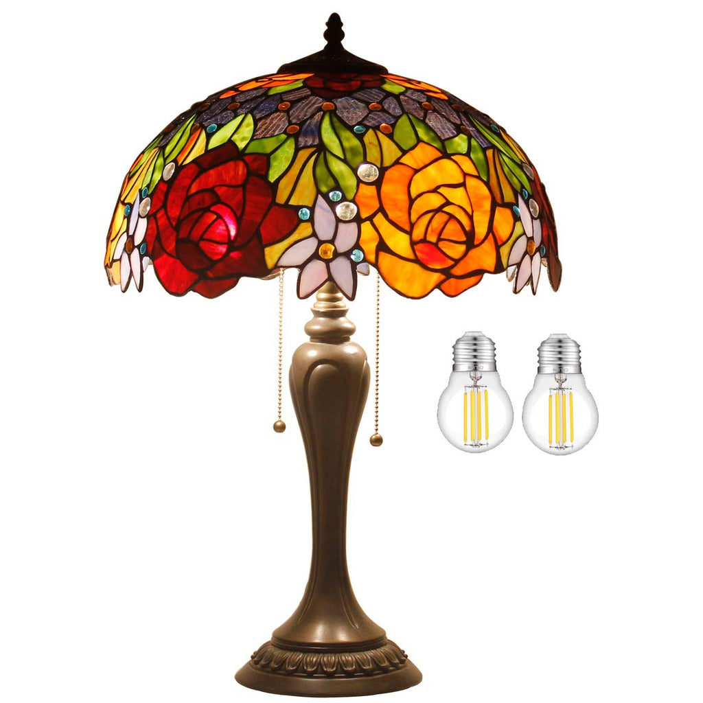 Tiffany-Style Stained Glass Bedside Table Lamp, 24-Inch