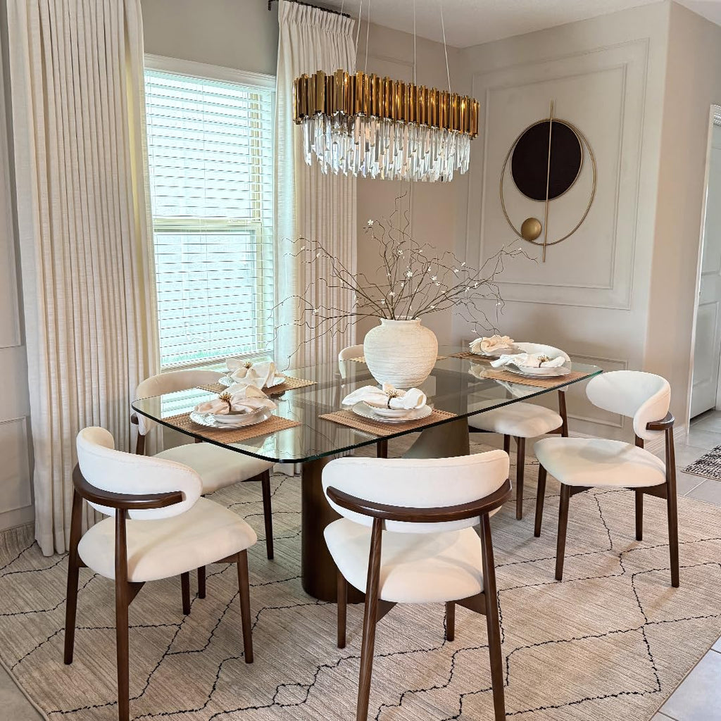 POVISON Modern Dining Table Marble White Black Bronze for Dining Room Kitchen