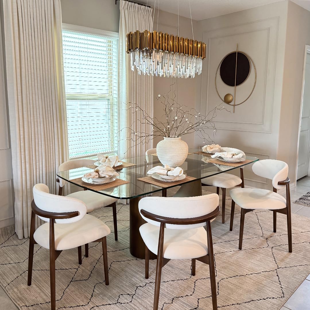 POVISON Modern Dining Table Marble White Black Bronze for Dining Room Kitchen
