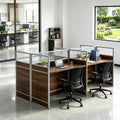 Flpolble 4-Person Office Cubicle Workstation Desk with Mute Privacy Panels & Cable Management, Computer Cubicles Desk for Home & Commercial Office Use, White&Black Finish