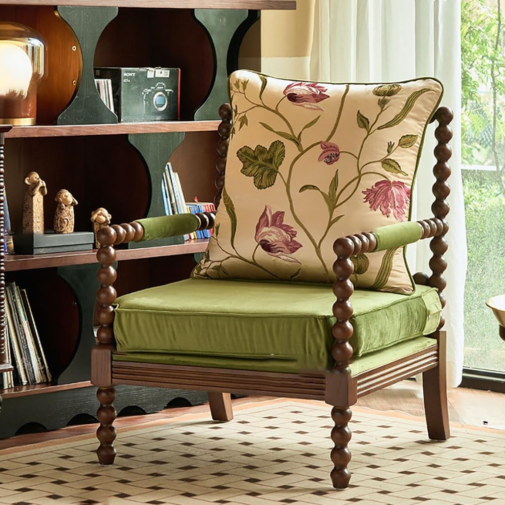 JOSOGO Modern Velvet Upholstered Accent Chair with Pillow