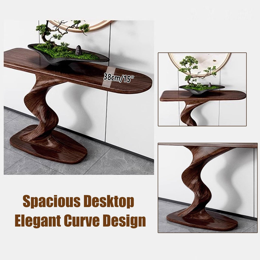 Modern Console Table, Wood Entryway Table with Geometric Base, Narrow Sofa Table Foyer Table with Storage for Entryway