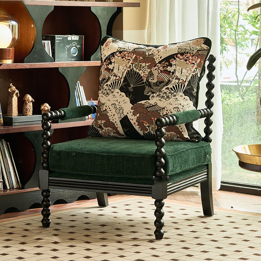 JOSOGO Modern Velvet Upholstered Accent Chair with Pillow