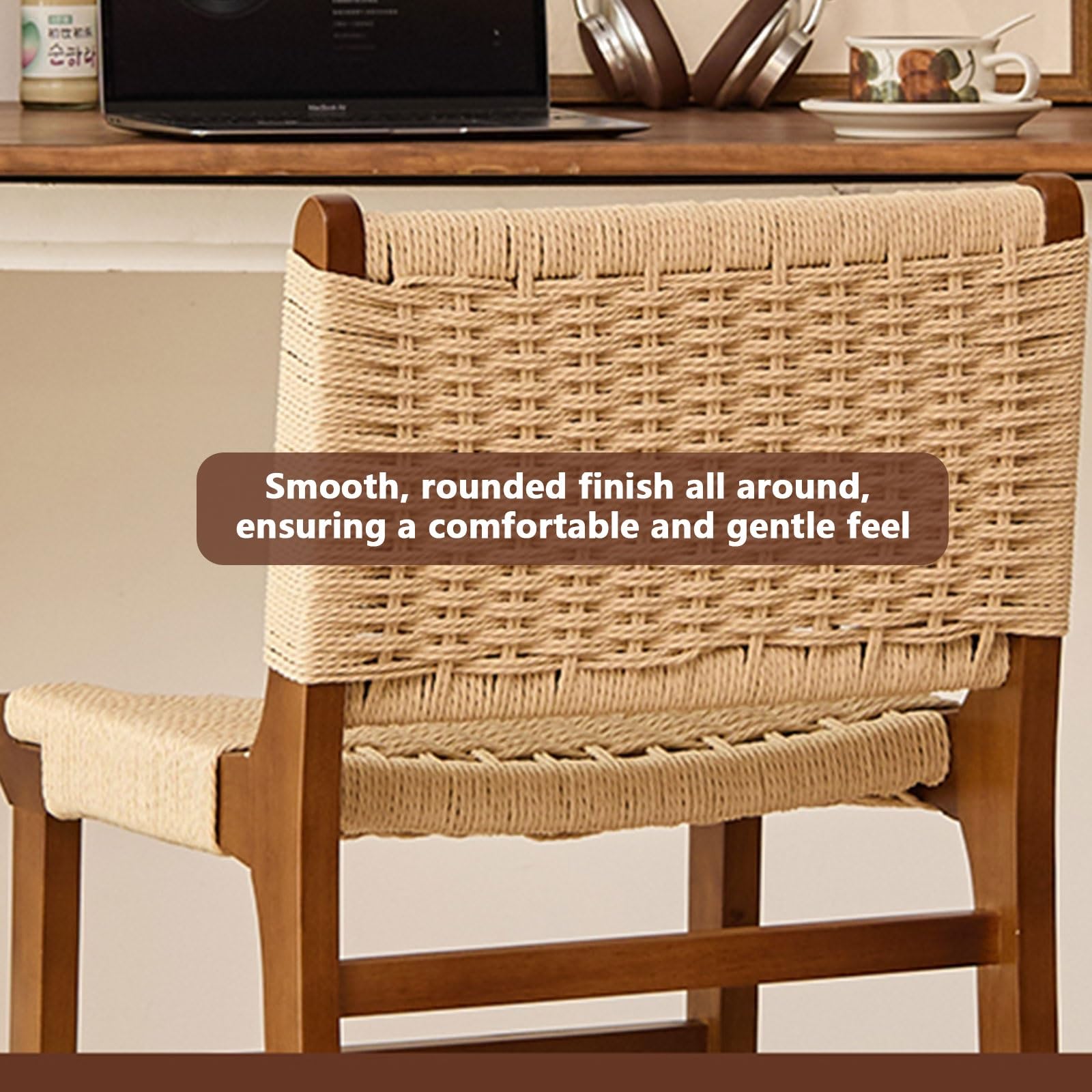 Set of 1/2/4 Modern Height Bar Stool with Wood Footrest for Kitchen Counter, Island and Dining Room(4PCS Light Brown,70cm/27.56in)
