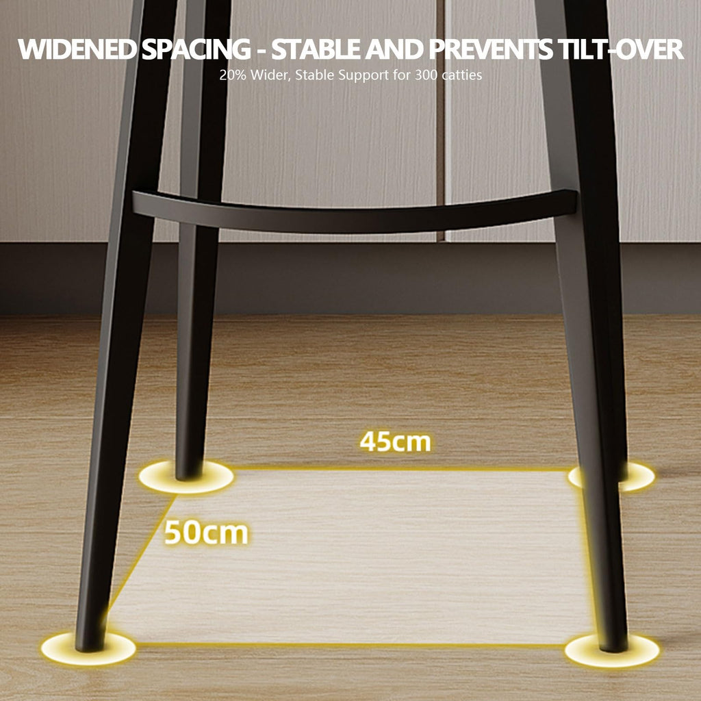 PU Leather Bar Stools Set of 1/2/4, Counter Height Stools with Low Back and Seat, Black Metal Legs, for Kitchen Counter, Dining Room, Coffee(4PCS Gray,65cm/25.6in)