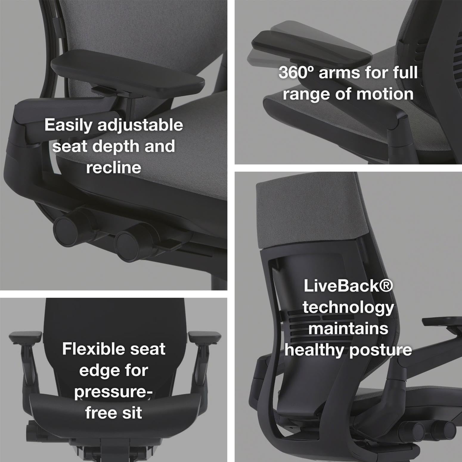 Steelcase Gesture Office Chair - Ergonomic Work Chair with Wheels for Carpet - Comfortable - Intuitive-to-Adjust for Desk - 360-Degree Arms