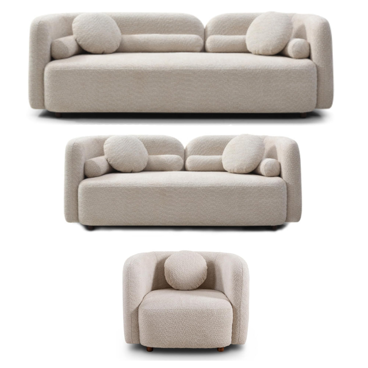 Modern Japandi Bouclé Curved Sofa with Deep Cloud Seating