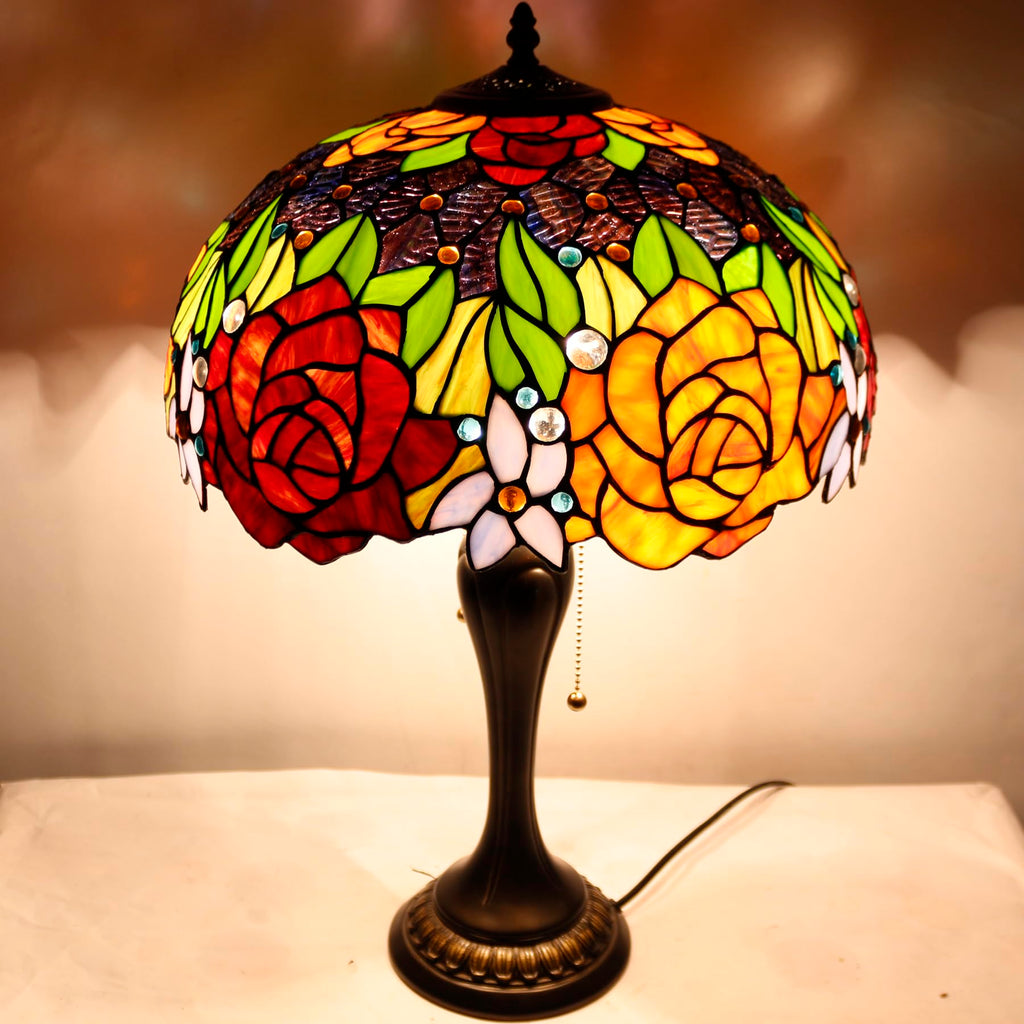 Tiffany-Style Stained Glass Bedside Table Lamp, 24-Inch