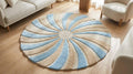 Hand-Tufted Blue & Cream Abstract Area Rug for Modern Interiors
