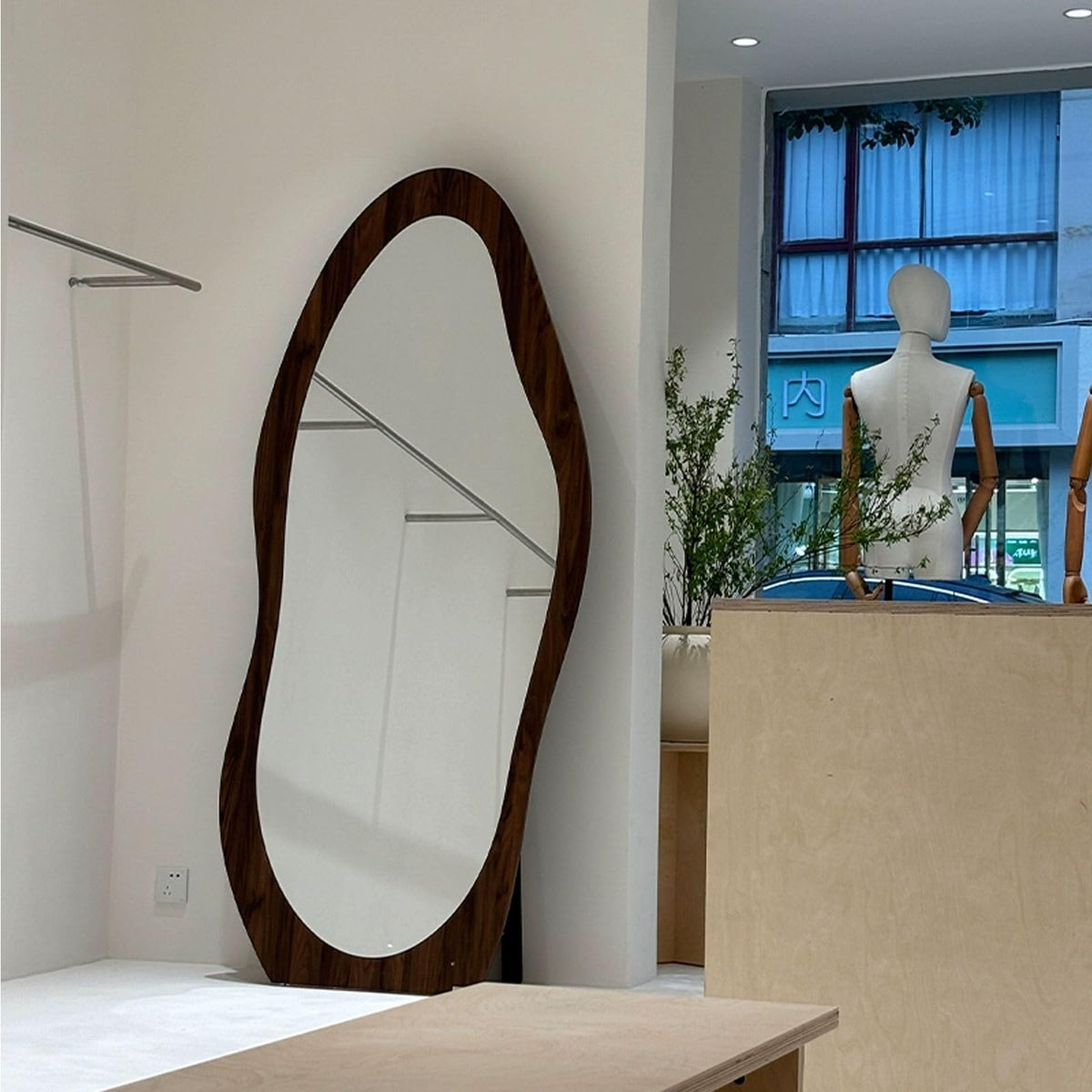 TBJEN Full Length Wall Mounted Mirror Irregular Floor Mirror Boho Decor Irregular for Bedroom, Living Room Full Body(C,200x80cm(upg))