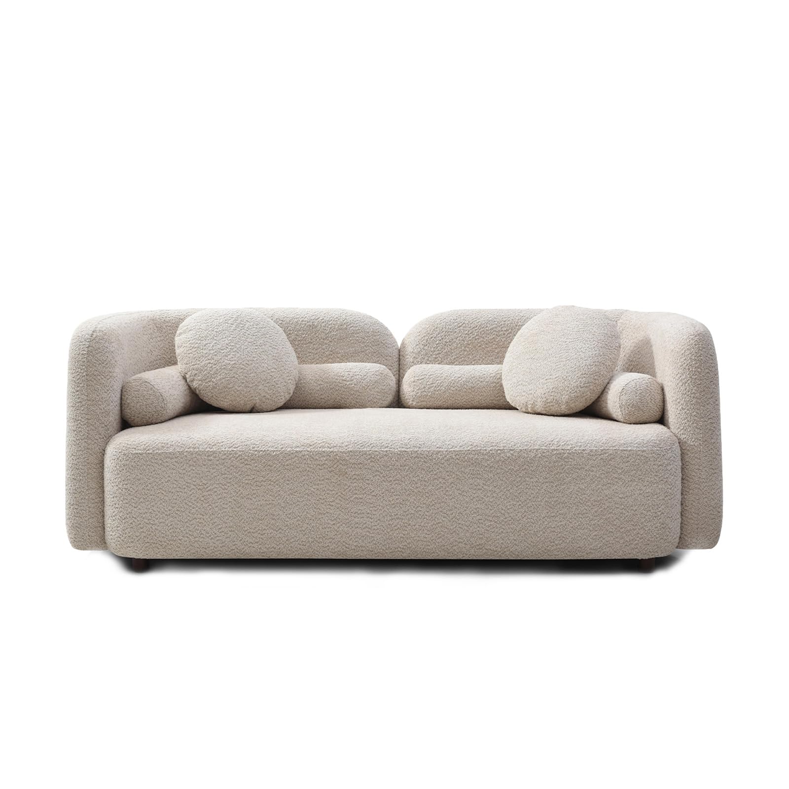 Modern Japandi Bouclé Curved Sofa with Deep Cloud Seating