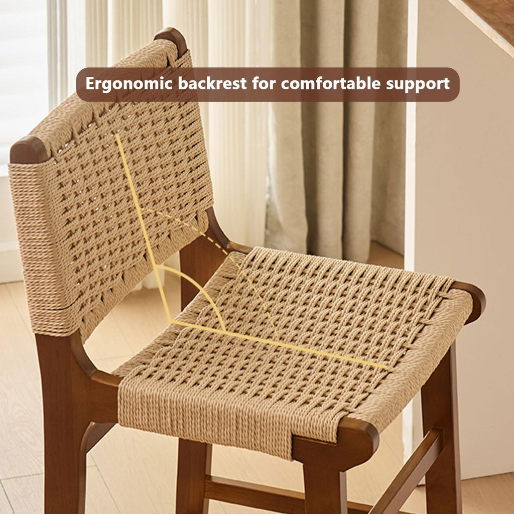 Set of 1/2/4 Modern Height Bar Stool with Wood Footrest for Kitchen Counter, Island and Dining Room(4PCS Light Brown,70cm/27.56in)