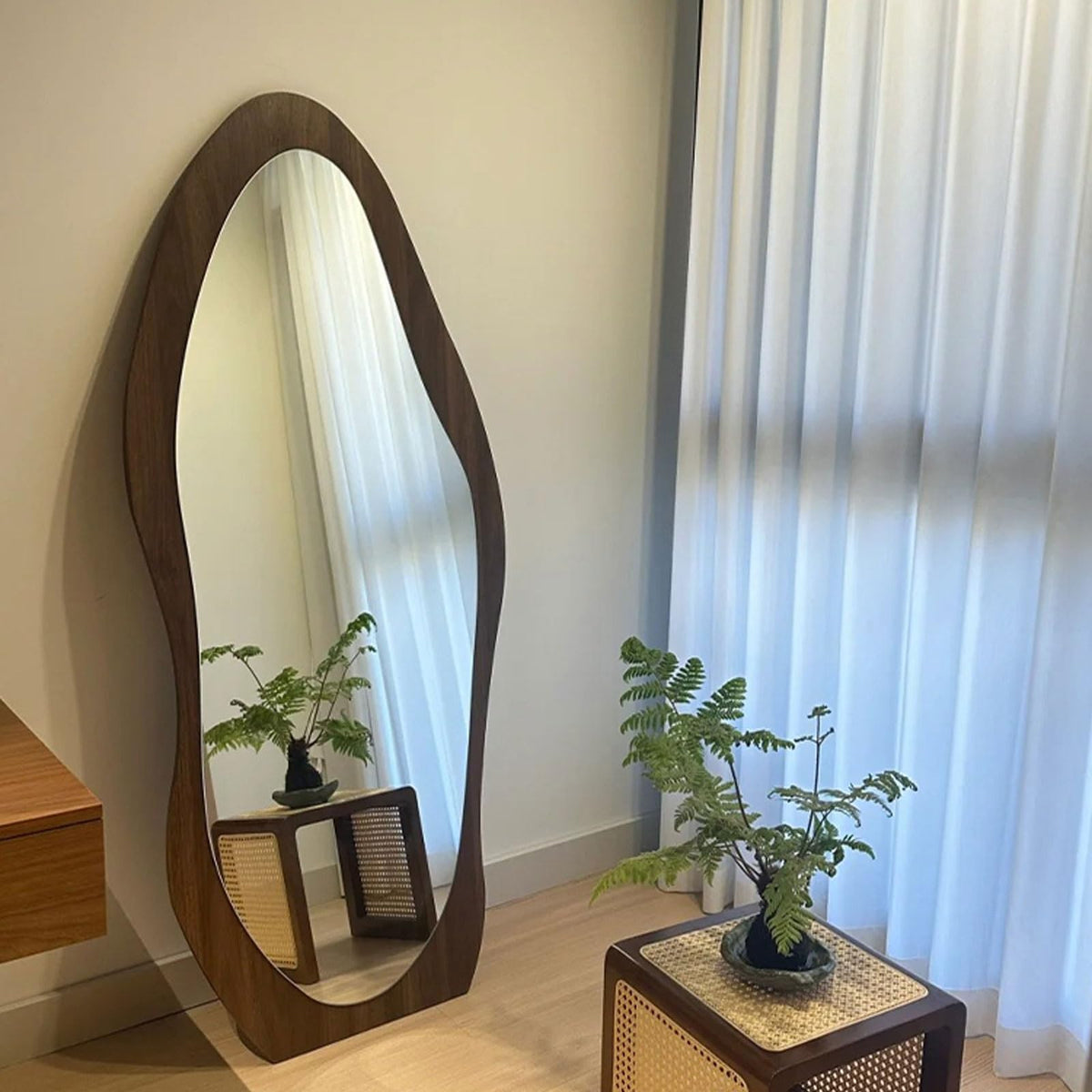 TBJEN Full Length Wall Mounted Mirror Irregular Floor Mirror Boho Decor Irregular for Bedroom, Living Room Full Body(C,200x80cm(upg))