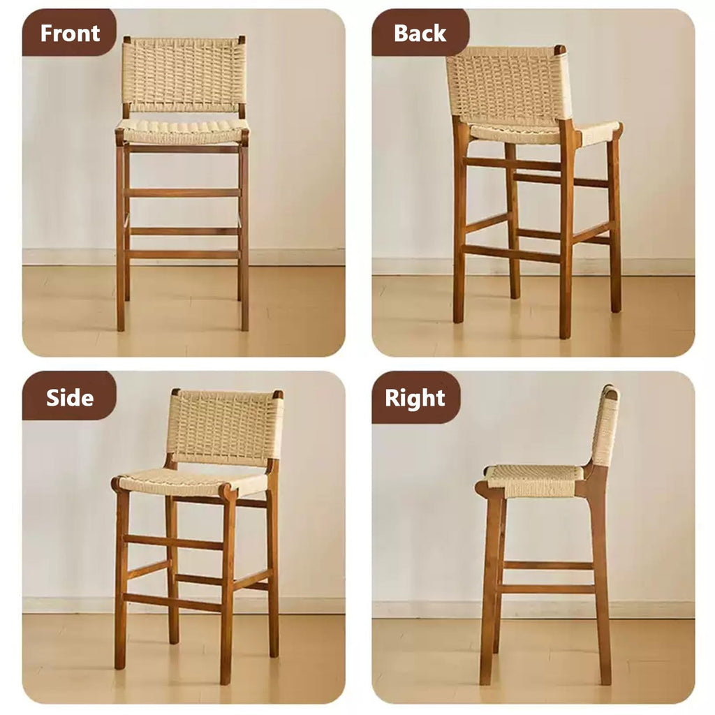 Set of 1/2/4 Modern Height Bar Stool with Wood Footrest for Kitchen Counter, Island and Dining Room(4PCS Light Brown,70cm/27.56in)