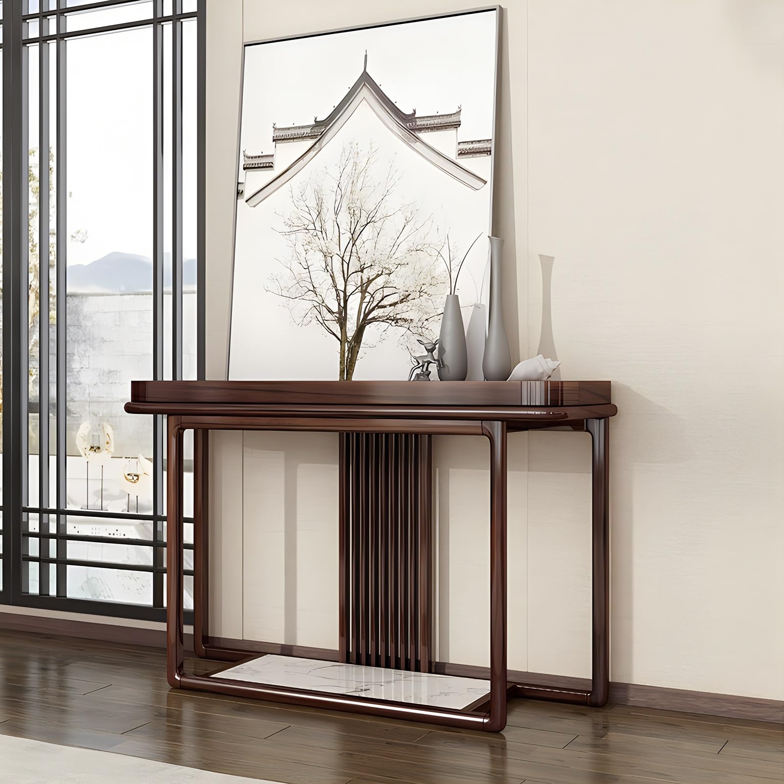 HHNNL Solid Wood Console Table with Sturdy Table Legs, Narrow Entryway Table for Entry, Entrance Table for Door, No Assembly