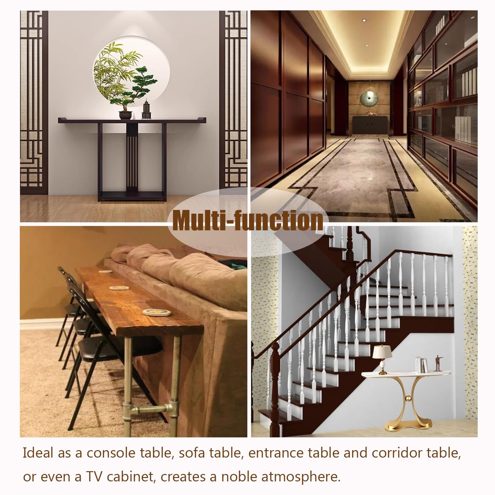 Modern Console Table, Wood Entryway Table with Geometric Base, Narrow Sofa Table Foyer Table with Storage for Entryway