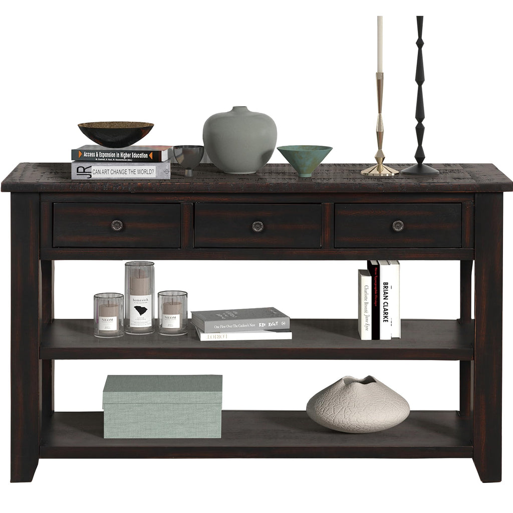 LKTART Solid Wood Console Table Sofa Table with Storage Drawers and Bottom Shelf Entryway Table for Storage Entry Hallway Foyer Sofa Rectangular Side Table(48.8" White)
