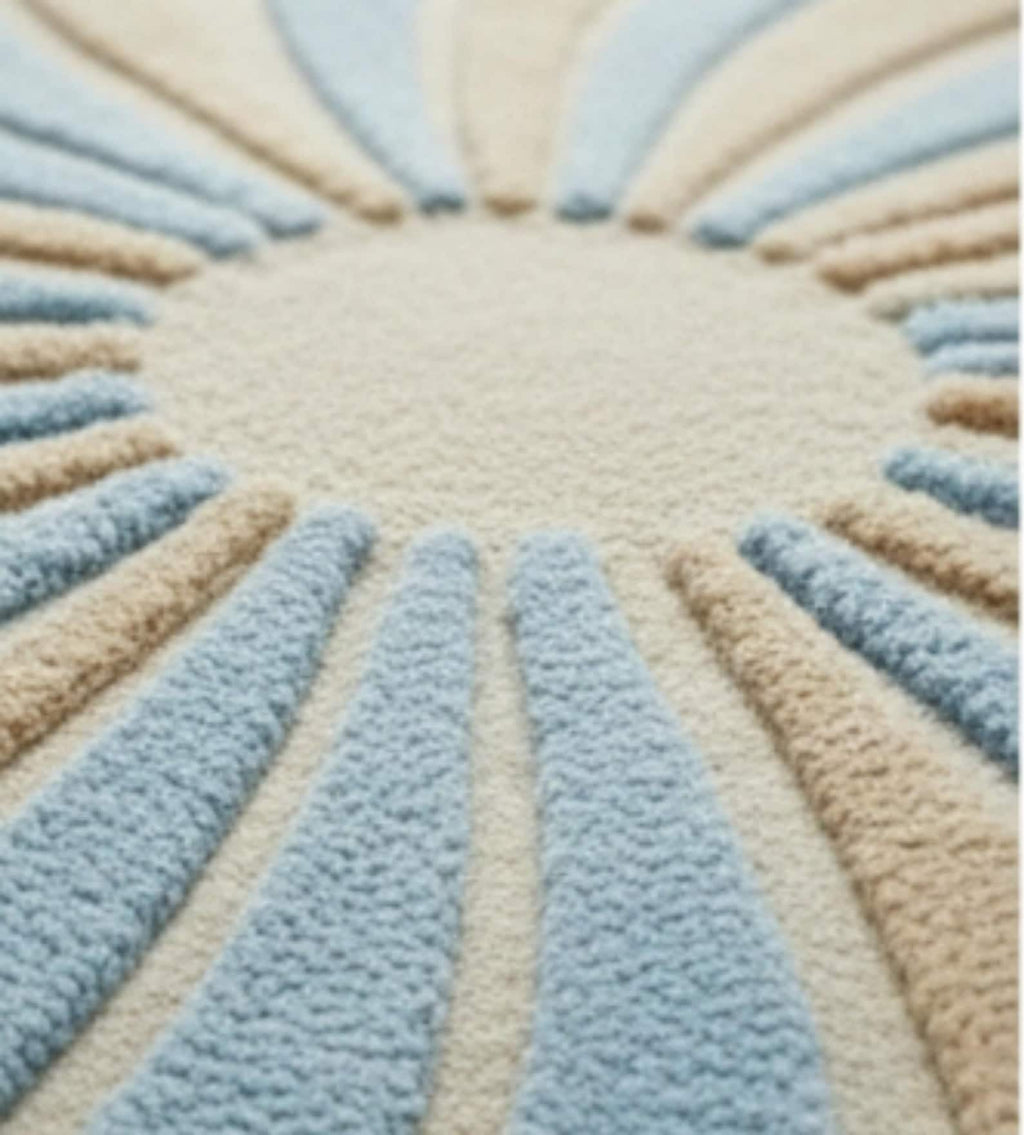 Hand-Tufted Blue & Cream Abstract Area Rug for Modern Interiors