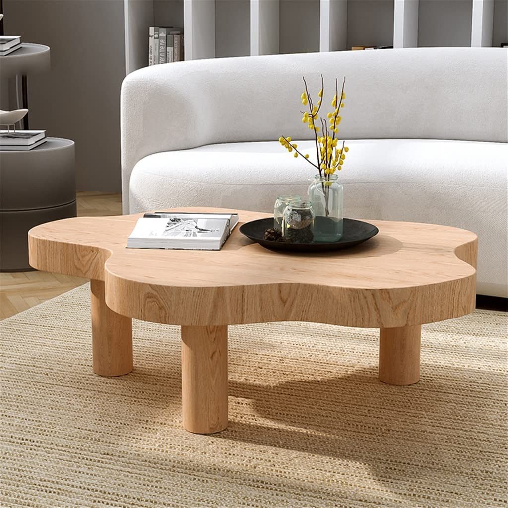 Solid Wood Coffee Table Low Table Living Room Center Table Small Apartment Side Table Black White Table (Color : Black, Size