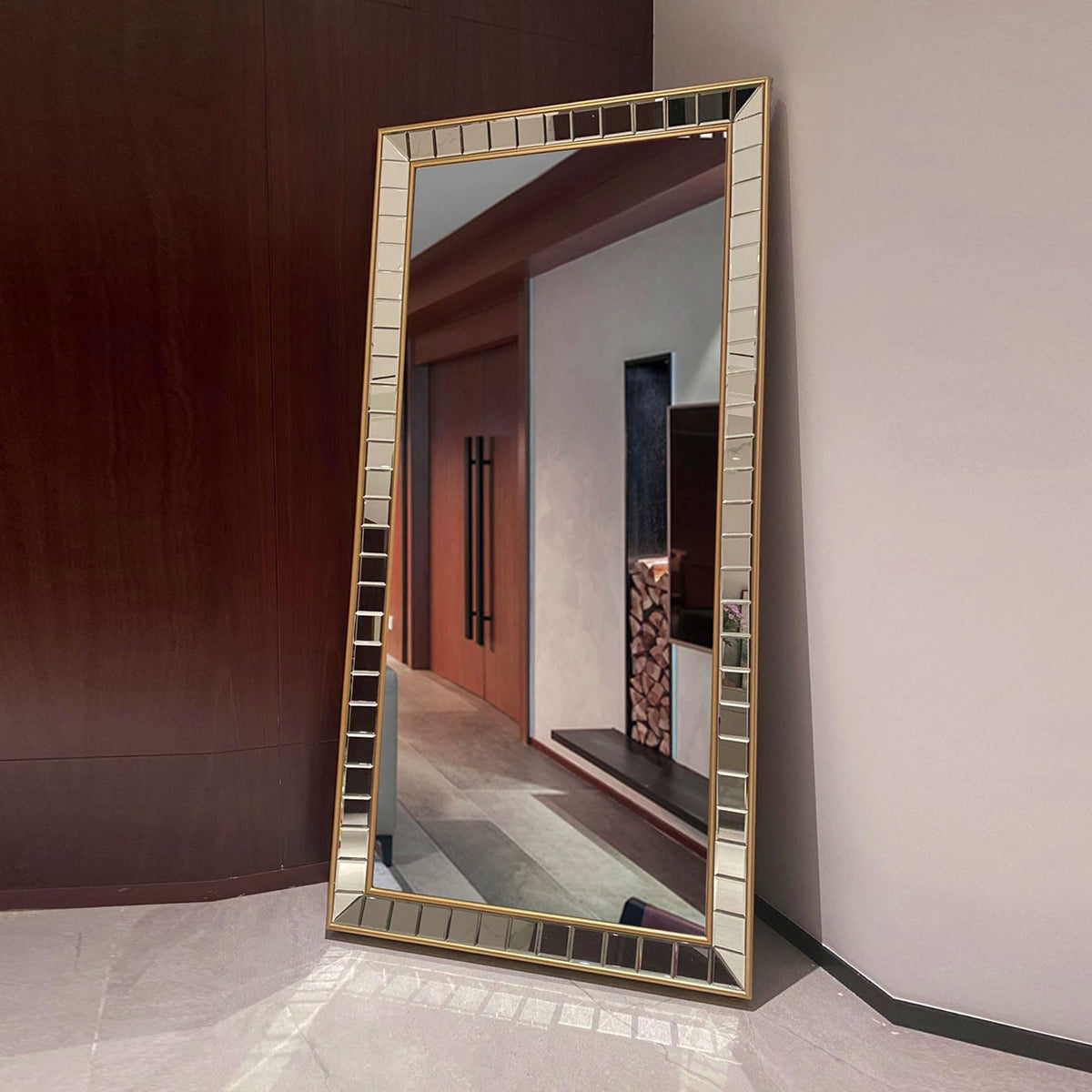 Large Angled Rectangular Wall Mirror, 108 x 202 cm
