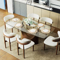 POVISON Modern Dining Table Marble White Black Bronze for Dining Room Kitchen