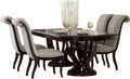 Extendable Dining Table with Espresso h, Modern Double Pedel Base & Leaf