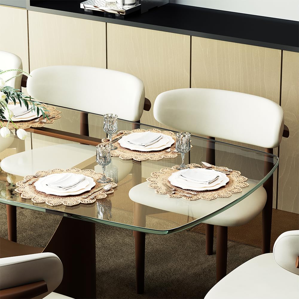 POVISON Modern Dining Table Marble White Black Bronze for Dining Room Kitchen