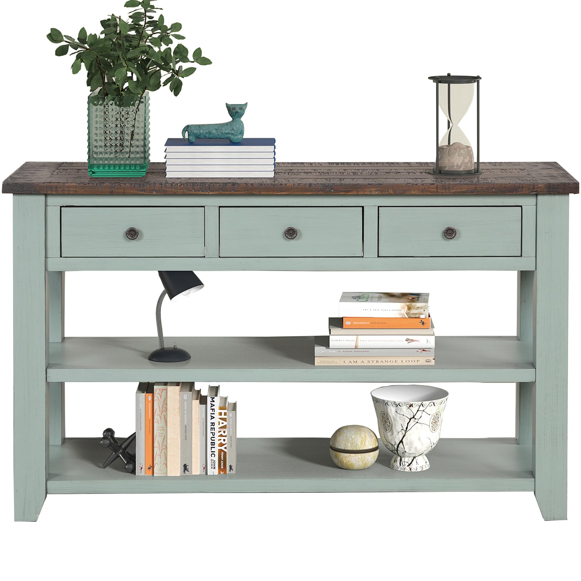 48.8-Inch White Solid Wood Console Table with Storage