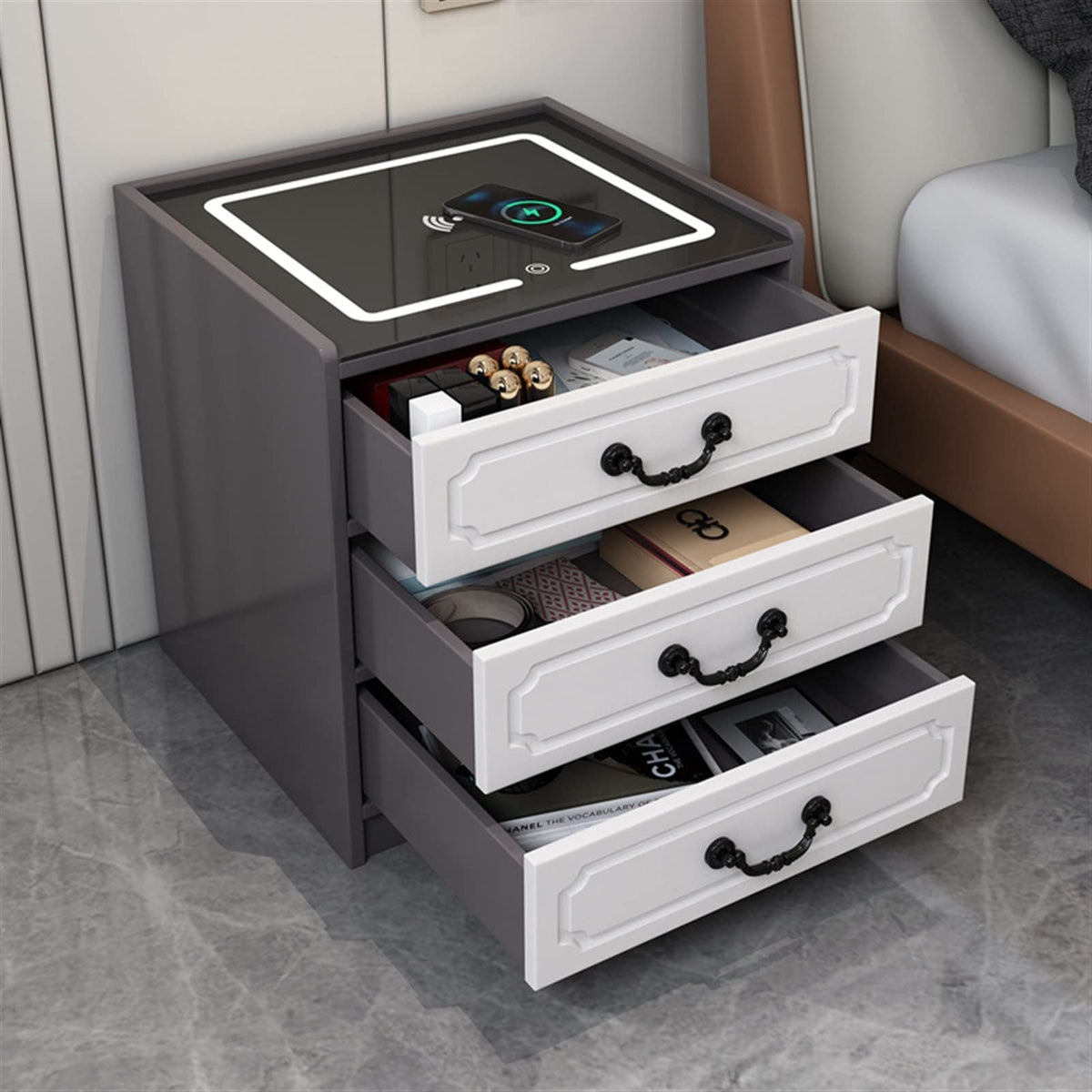 XRHDTQVVIG Night Stand Drawer Bedside Table Bedroom