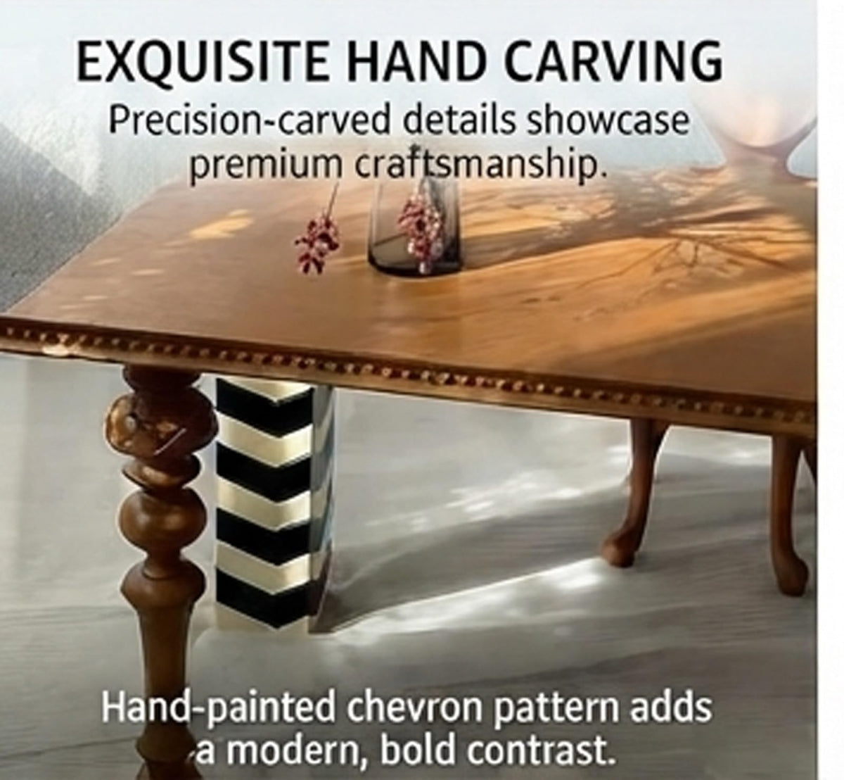 Creative Vintage Striped Solid Wood Dining Table, Rectangular Kitchen Table for Home