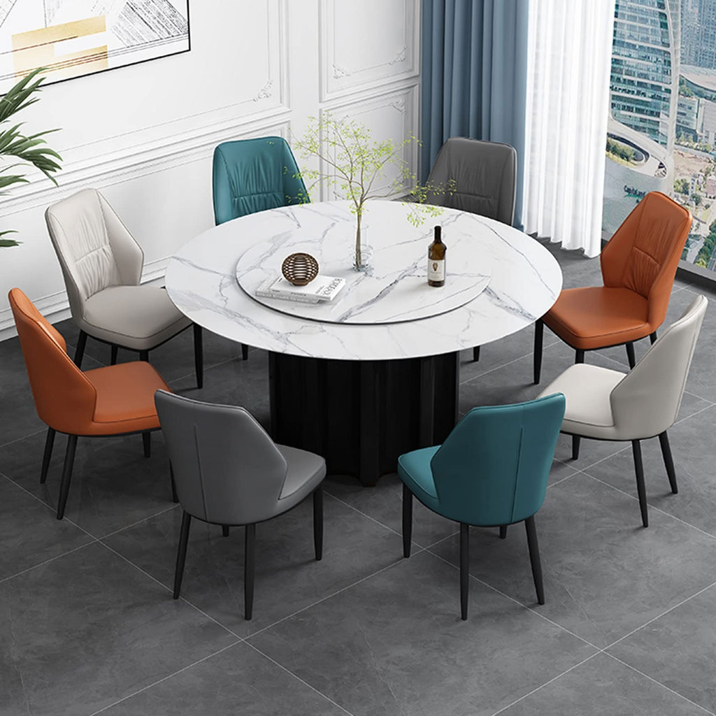 NIKAIDD Set of 4 Blue Nappa Leather Dining Room Chairs with Black Carbon Steel Legs - Stylish Kitchen & Living Room Lounge Side Chairs Perfect for Dining & Counter Use(Blue-A)