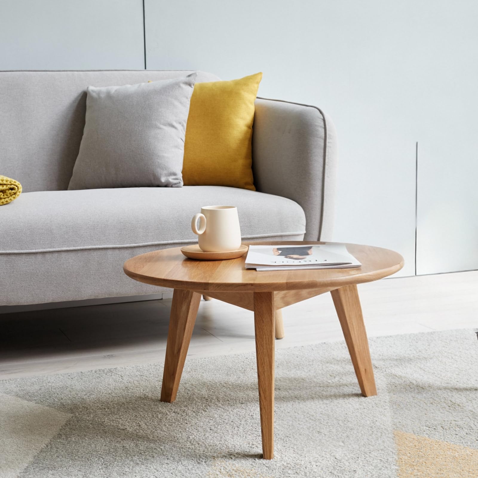 Wayshome Round Solid Wood Side Table with Three Legs