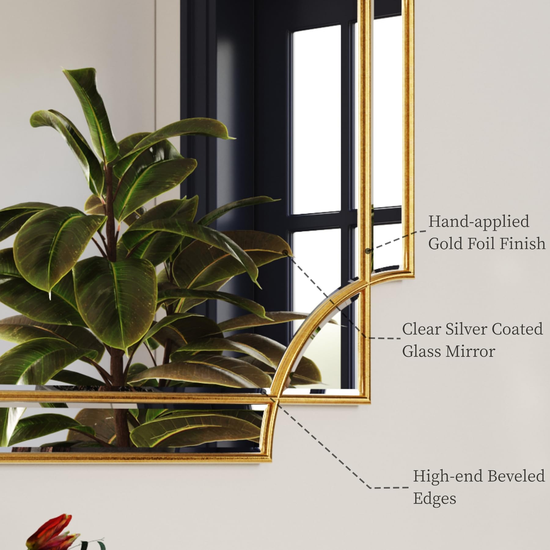 Kelly Miller 30"x48" Large Gold Mirror for Wall, Modern Decorative Mirror Rectangle Wall Vanity Mirror Bevelled Full Length for Bathroom Living Room Bedroom Farmhouse Fireplace Entryway