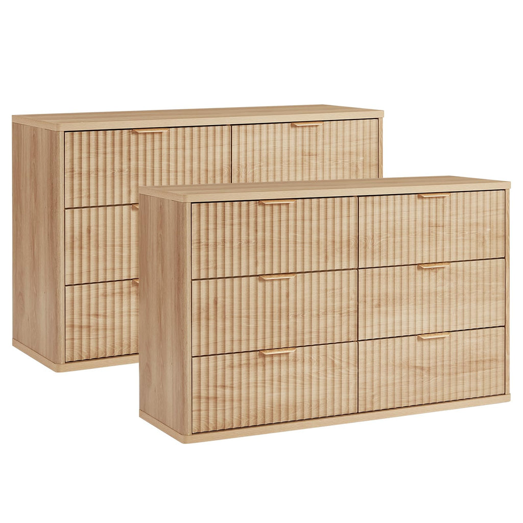 LEYAOYAO Wide Fluted Nightstand for Large Spaces