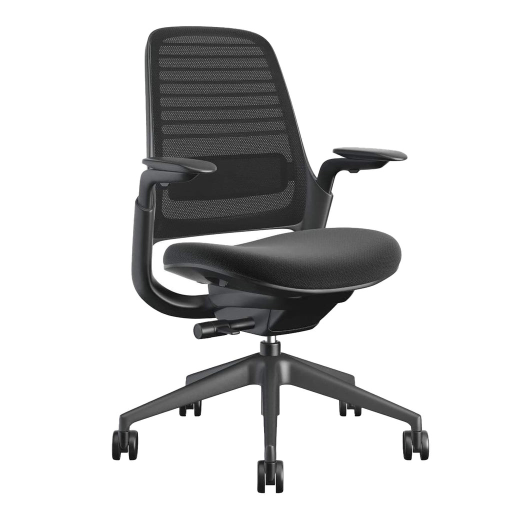 Steelcase Series 1 Office Chair - Ergonomic Work Chair with Wheels for Carpet & Hard Flooring - Helps Support Productivity - Weight-Activated Controls, Back & Arm Support - Easy Assembly - Licorice
