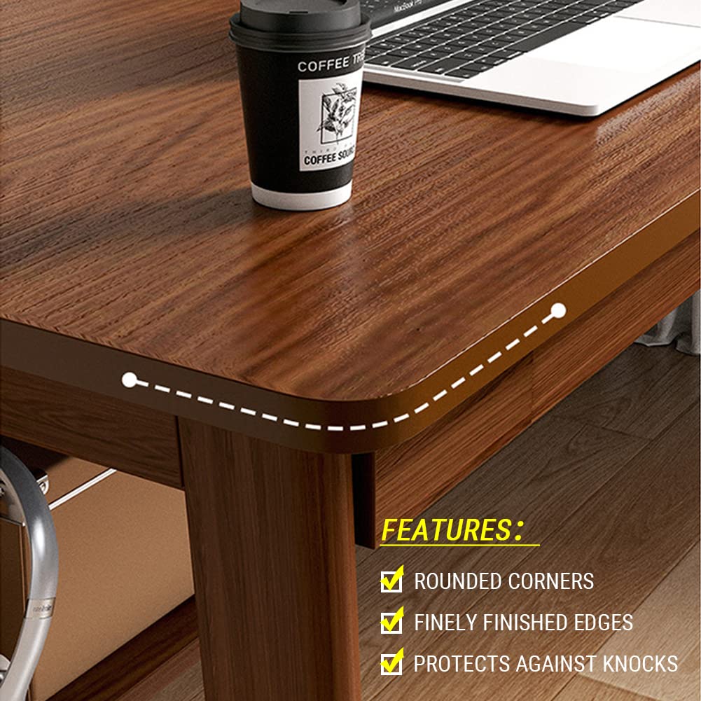 NELYE Mid-Century Long Desk Table - Simple Modern Extra Long 2-Person Wood Computer Workstation for Home Office Work