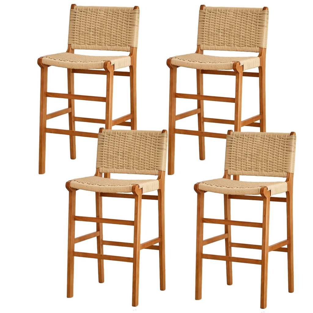 Set of 1/2/4 Modern Height Bar Stool with Wood Footrest for Kitchen Counter, Island and Dining Room(4PCS Light Brown,70cm/27.56in)