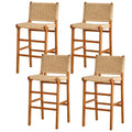 Set of 1/2/4 Modern Height Bar Stool with Wood Footrest for Kitchen Counter, Island and Dining Room(4PCS Light Brown,70cm/27.56in)