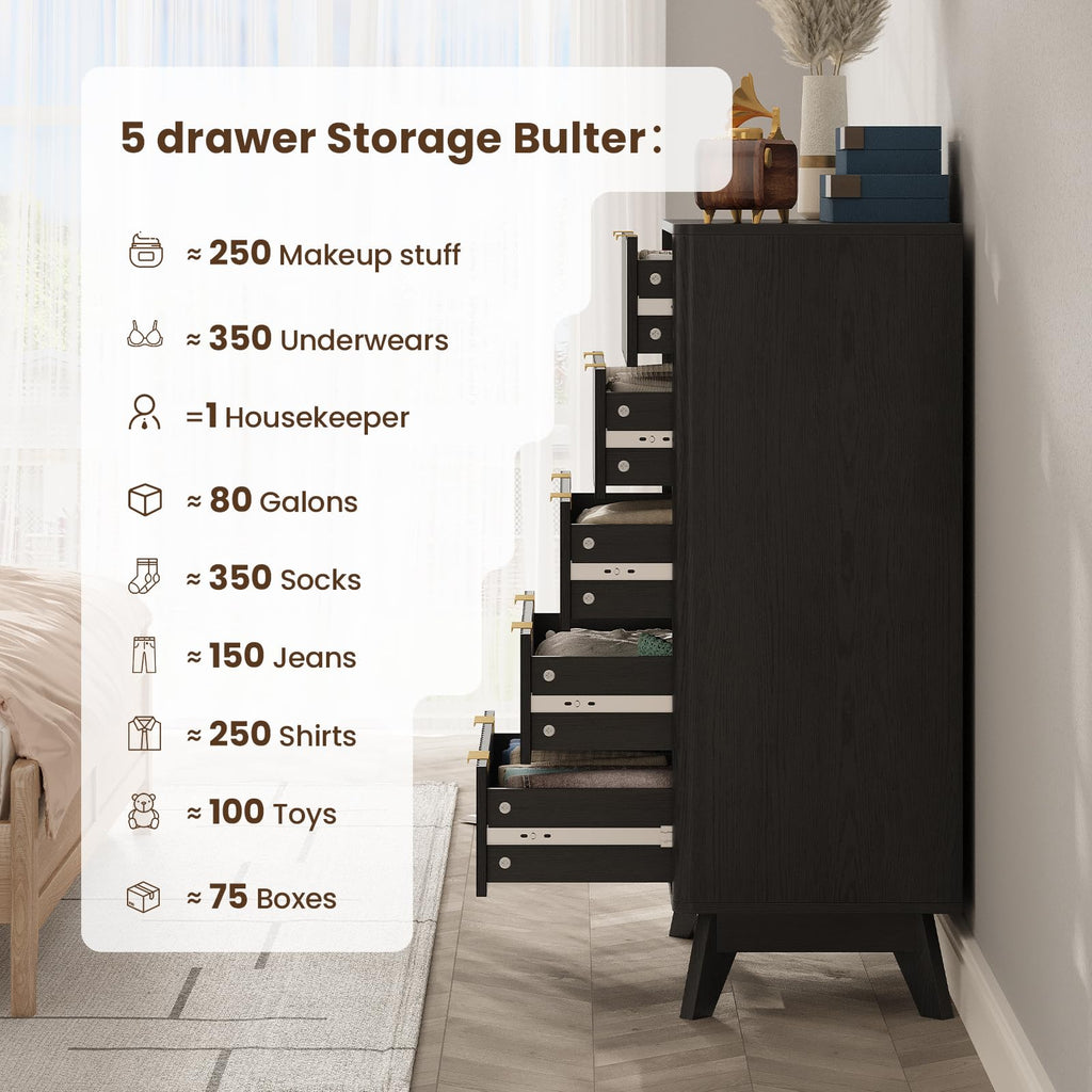 TROJM Fluted Dresser for Bedroom,Curved Edge