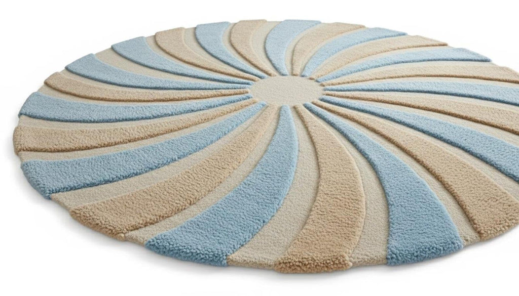 Hand-Tufted Blue & Cream Abstract Area Rug for Modern Interiors