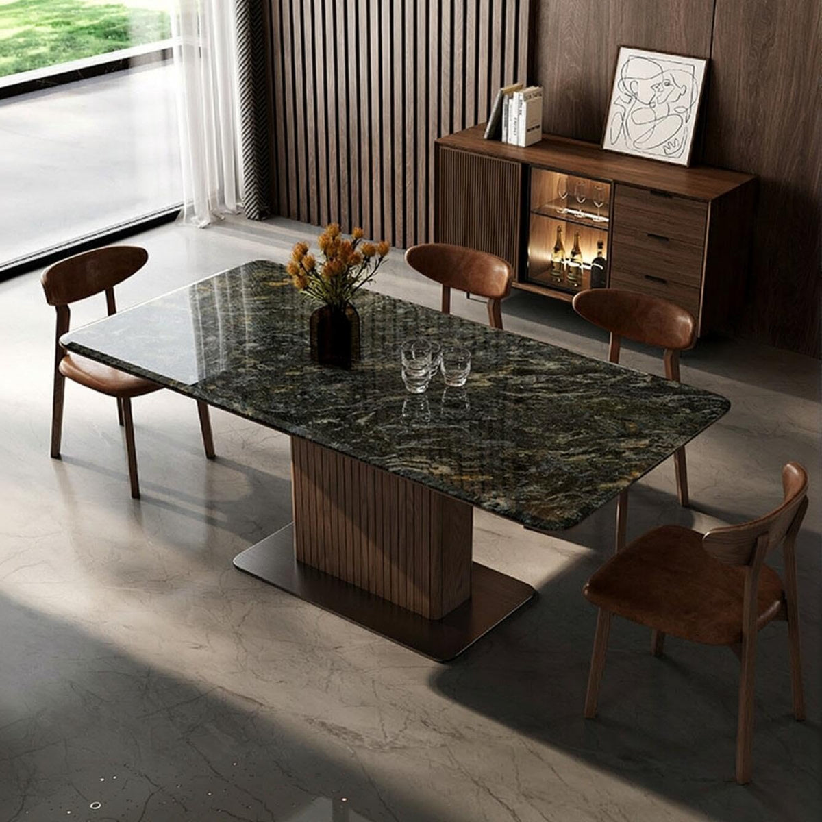 Onlystar Dining Table with Textured Sintered Stone Top