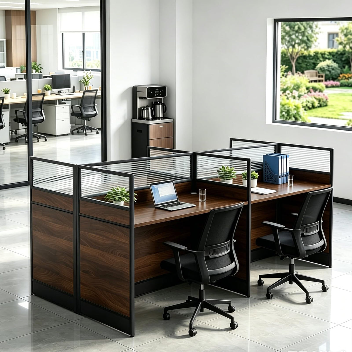 4-Person Office Cubicle Workstation with Privacy Panels