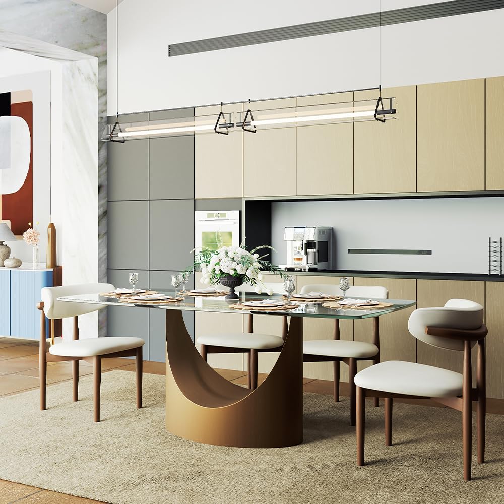 POVISON Modern Dining Table Marble White Black Bronze for Dining Room Kitchen
